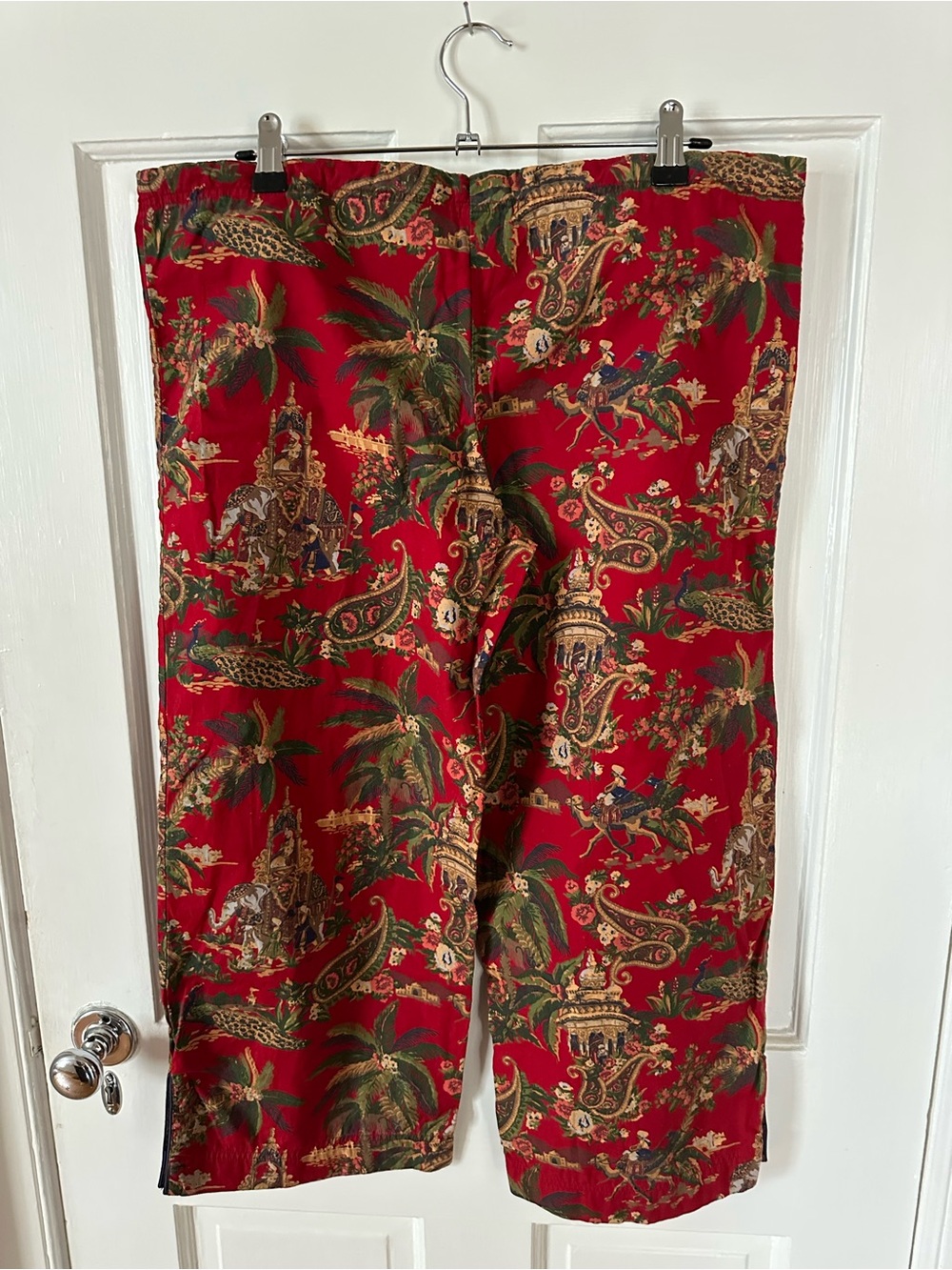 Pottery Barn chinoiserie pants lounge India elephants red drawstring cottagecore - Picture 9 of 12